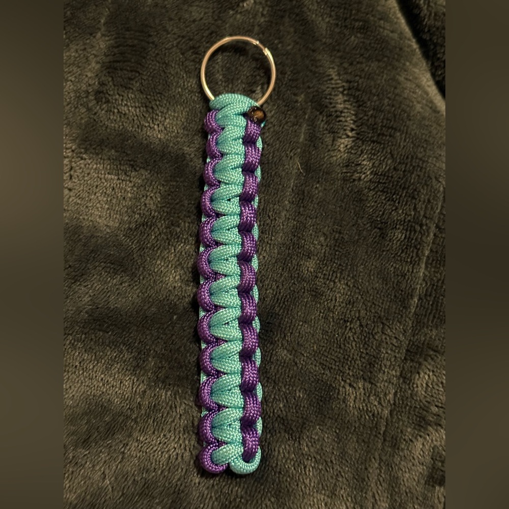Purple and Teal Braided Keychain